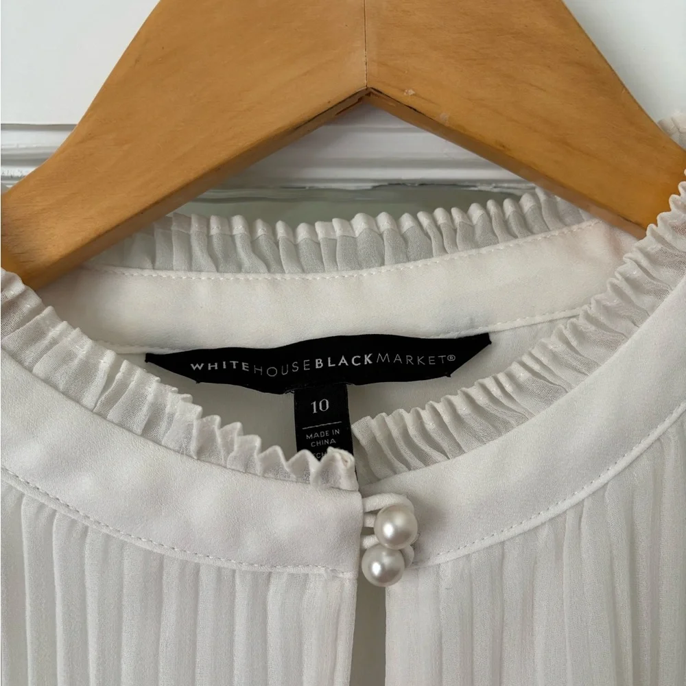 WHBM Floral Pleated Long-Sleeve Blouse - Picture 3 of 7